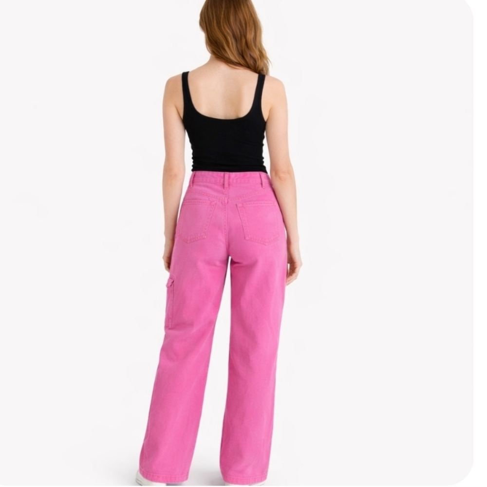 ⭐️ Host Pick ⭐️ Refuse | Y2K Pink High Rise Cotton Denim Cargo Pants - Picture 3 of 7